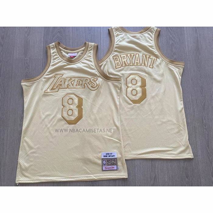 Camiseta Los Angeles Lakers Kobe Bryant NO 8 Mitchell & Ness 1996-97 Oro